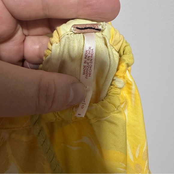 NWOT Free People Deserted Island Mini Yellow Floral Dress Size L - Picture 9 of 12